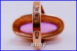 Chic Vintage USSR Russian Soviet Rose Gold 583 14K Ring Pink Corundum Size 7.5