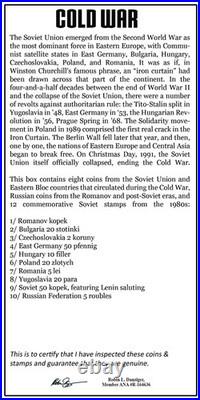 Cold War Russia Currency Deluxe Boxed Collection 10 Coins & 12 Soviet Stamps