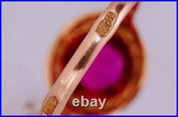 Cute Vintage Rare USSR Russian Soviet Rose Gold Ring Ruby 583 14K 3.69gr Size 8