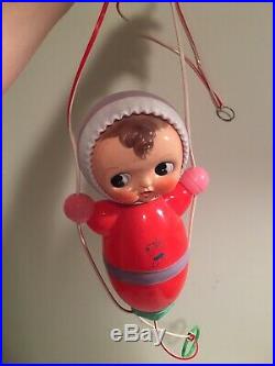 Cute Vintage Russian Nevalyashka Celluloid Plastic Roly Poly Toy Doll Crib Toy