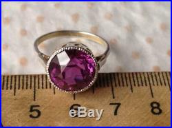 Cute Vintage Soviet USSR Antique Ring Sterling Silver 875 Alexandrite Size 9