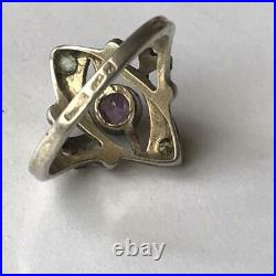 Cute Vintage Soviet USSR Russian Ring Sterling Silver 875 Alexandrite Size 7