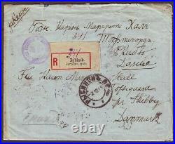 D8935/ Russia Rybinsk Registered Romanov Censor Cover t/Skibby Denmark 1915