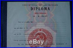DIPLOM DIPLOMA University soviet union USSR blank clean empty foreign students