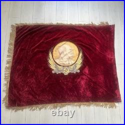 Double Sided Soviet Velvet Banner Flag USSR Lenin Emblem Workers Unite Vintage