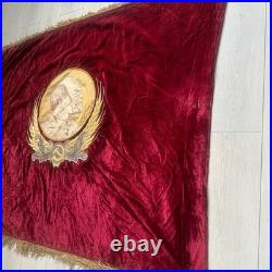 Double Sided Soviet Velvet Banner Flag USSR Lenin Emblem Workers Unite Vintage