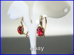 EARRINGS GOLD 14K 583 Soviet Union Russia USSR ORIGINAL