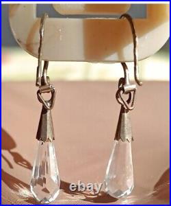 EARRINGS ROCK CRYSTAL SILVER 875 Soviet Union USSR