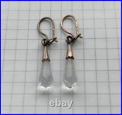 EARRINGS ROCK CRYSTAL SILVER 875 Soviet Union USSR