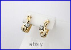 Earrings 583 GOLD 14K Soviet Union Russia USSR original vintage