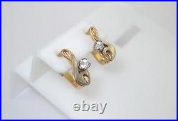 Earrings 583 GOLD 14K Soviet Union Russia USSR original vintage