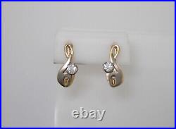 Earrings 583 GOLD 14K Soviet Union Russia USSR original vintage