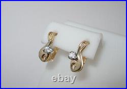 Earrings 583 GOLD 14K Soviet Union Russia USSR original vintage