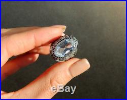 Fine Rock Crystal Ring Vintage Soviet Russian Jewelry Sterling Silver 875 Size 8