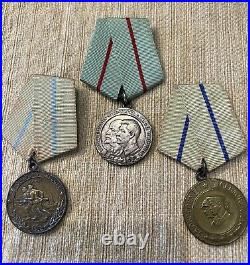 First Class Soviet Union Military 3 Campaign Medals WWII, Original condition