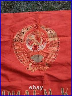 Flag Banner USSR Communist V. I Lenin ORIGINAL 135x80cm. Vintage Soviet Union