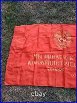 Flag Banner USSR Communist V. I Lenin ORIGINAL 135x80cm. Vintage Soviet Union