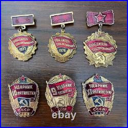 Former Soviet Union Era 70s Vintage CCCP Medal of Honor Badges set of 6