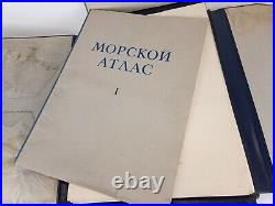 HUGE Russian world atlas SEA ATLAS 1 /? 1 1950 Soviet Union USSR