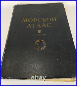 HUGE Russian world atlas SEA ATLAS 3 /? 3 1958 Soviet Union USSR