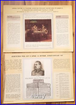 History of the All-Union Communist Party Stalin Posters, Big Vintage USSR Soviet