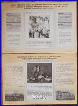 History of the All-Union Communist Party Stalin Posters, Big Vintage USSR Soviet