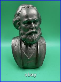 KARL MARX MARKS BUST Soviet Union USSR FIGUR Sculpture METAL VINTAGE ORIGINAL