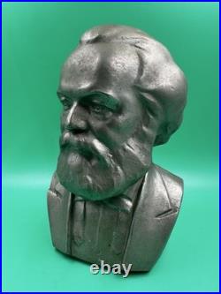 KARL MARX MARKS BUST Soviet Union USSR FIGUR Sculpture METAL VINTAGE ORIGINAL
