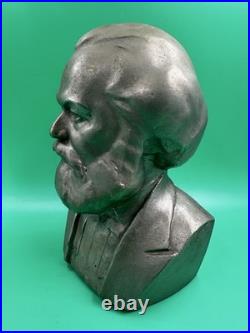 KARL MARX MARKS BUST Soviet Union USSR FIGUR Sculpture METAL VINTAGE ORIGINAL