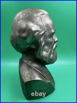 KARL MARX MARKS BUST Soviet Union USSR FIGUR Sculpture METAL VINTAGE ORIGINAL