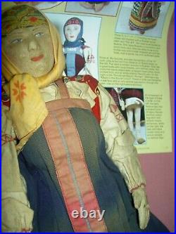 Large 15 antique Russian stockinette cloth doll, Soviet Union Smolensk district