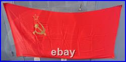 Large vintage Soviet Union flag with hammer and sickle, Cold War era, 127? 260cm