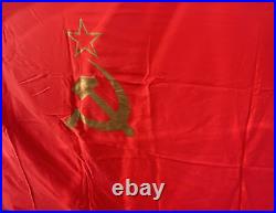 Large vintage Soviet Union flag with hammer and sickle, Cold War era, 127? 260cm