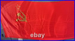 Large vintage Soviet Union flag with hammer and sickle, Cold War era, 127? 260cm