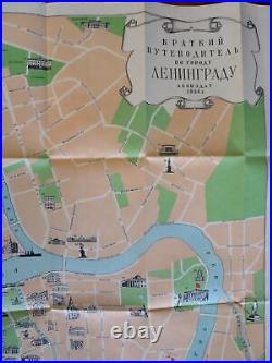 Leningrad Soviet Union USSR Travel Map & Sightseeing Index 1956 pamphlet