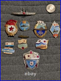 Lot Of 9 Cold War Era Soviet Union Badges/ Medal Mainly Submarine Related