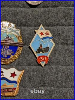 Lot Of 9 Cold War Era Soviet Union Badges/ Medal Mainly Submarine Related