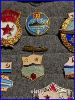 Lot Of 9 Cold War Era Soviet Union Badges/ Medal Mainly Submarine Related