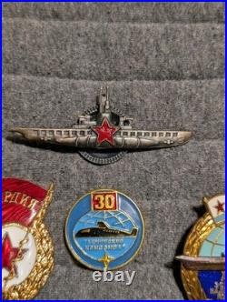 Lot Of 9 Cold War Era Soviet Union Badges/ Medal Mainly Submarine Related