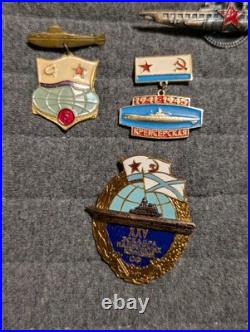 Lot Of 9 Cold War Era Soviet Union Badges/ Medal Mainly Submarine Related