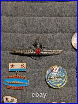 Lot Of 9 Cold War Era Soviet Union Badges/ Medal Mainly Submarine Related
