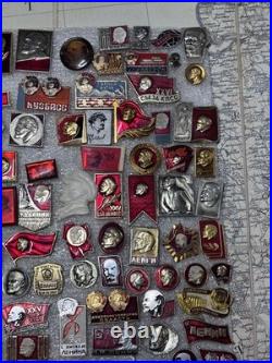 Lot of 100 Vintage Soviet USSR Lenin Pins Badges Original Cold War Era Collect