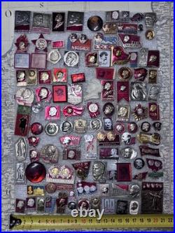 Lot of 100 Vintage Soviet USSR Lenin Pins Badges Original Cold War Era Collect