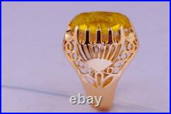 Luxury Rare Vintage USSR Russian Soviet Rose Gold Ring Corundum 583 14K Size 6.5