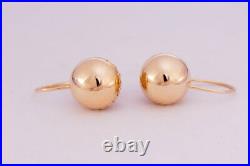 Luxury Rare Vintage Unique Earrings USSR Soviet Russian Solid Rose Gold 583 14K