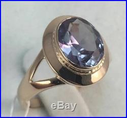 Luxury Vintage Rare USSR Russian Solid Rose GOLD RING Alexandrite 583 14K SIZE 8