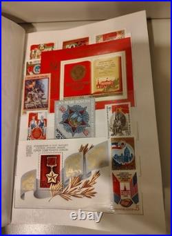 MINT USSR Soviet Stamp Collection Album Book 18 Pages Space Olympics Art Navy