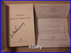 Mikhail Gorbachev Signed Memiors Book President Soviet Union Ussr Russia 1st Ed