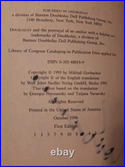 Mikhail Gorbachev Signed Memiors Book President Soviet Union Ussr Russia 1st Ed