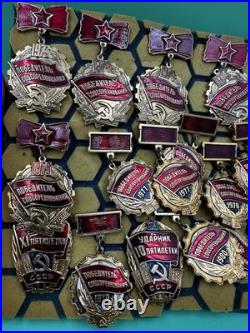 Mixed Lot Of Ussr Soviet Union Russian Enamel Pins, Badges, Medals, Communism